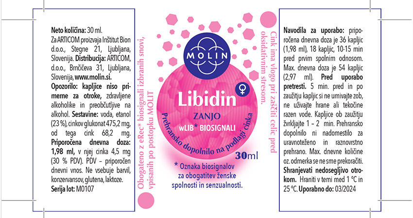 Infoceutical nutrition supplement Female Libido Booster Libidin+ 